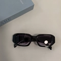 Classic black thick frame square sunglasses with dark lenses and wide temple design - Black Frame Double Grey