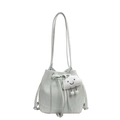 Mintgrüner Eimer Rucksack aus PU-Leder mit Kordelzug und Wolkenanhänger im minimalistischen Stil - Grün