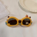 Lunettes de soleil en silicone jaune pour enfants forme ours et noeud papillon bleu - Jaune
