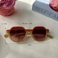 Two-tone geometric polygon sunglasses with UV protection in orange and beige frames - Orange Brow