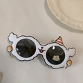 Occhiali da sole bimbo con montatura bianca a onde, cappellino arancione e sticker tigre - Bianco