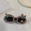 Lunettes de soleil pour enfants en silicone marron avec oreilles d'ours et verres noirs - Gris