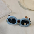 Lunettes de soleil polarisées enfant bleu clair avec oreilles d'ours et décor orange - Bleu