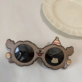 Occhiali da sole polarizzati per bambini a forma di orso marrone con cappello da festa - Grigio