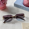 Randlose Vintage-Sonnenbrille mit blau-violettem Verlauf und goldenen Metallelementen - Teeblau