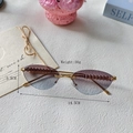 Lunettes de soleil œil de chat sans monture punk avec branches en métal doré - Bleu Thé