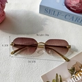 Rimless gradient metal sunglasses with panther hinge design and UV protection - Double Tea