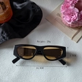 Retro rectangle thick frame sunglasses with orange lenses and polished black resin finish - Black and Yellow