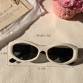 Retro white wide oval sunglasses with dark lenses for men and women, UV400 protection - White