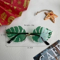 Lunettes de soleil fantaisie en forme de feuille avec verres verts pour soirées festives - Feuille
