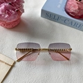 Gafas de sol ojo de gato sin montura con lentes degradadas violetas y patillas doradas - Rosa palo