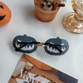 Halloween pumpkin novelty sunglasses with hollowed-out lenses and golden metal frames - Small Pumpkin Black