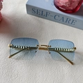 Gafas de sol rectangulares sin montura con lentes degradadas azules y dorado - Azul