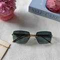 Gafas de sol cuadradas sin montura con lentes degradadas verde azulado y patillas doradas - Verde
