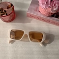 Retro rectangular sunglasses with cream white frame and brown lenses for a chic hip hop look - Off White