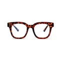 Montatura occhiali quadrata tartarugata con rivetti dorati e lenti anti luce blu - Stampa leopardata