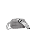 Chic grey quilted crossbody square bag with adjustable wide strap and puffer design - Gray