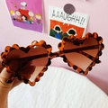 Lunettes de soleil cœur pour enfants avec monture écaillée festonnée et verres marron - Imprimé léopard