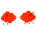 Rahmenlose rote Wolken-Sonnenbrille mit goldener Metallkette und Regentropfen - Goldener Rahmen Rote Gläser