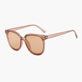 Retro oversized square sunglasses with transparent brown resin frame and tea lenses - Transparent Tea