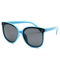 Sky blue and black dual-tone polarized kids sunglasses with silver rivet detail - Blue