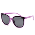 Polarized purple oversized kids sunglasses with silver dot detail and dark gray lenses - Purple