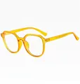 Retro ronde bril met blauwlichtfilter in doorschijnend oranje met metalen scharnieren - Geel Frame Heldere Lenzen