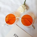 Cute sunflower shaped kids sunglasses with white floral frames and orange round lenses - White Frame Orange Lens
