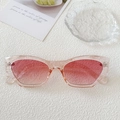 Gafas de sol retro de montura pequeña rosa claro con lentes degradadas en rosa - Rosa Transparente