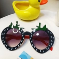 Kids strawberry sunglasses with black polka dot frames and red temples for parties - Black