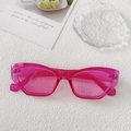 Gafas de sol rectangulares transparentes rosa vibrante con diseño de marco único - Rosa Rojo