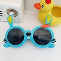 Occhiali da sole per bambini con coniglio blu, orecchie gialle e carota - Celeste