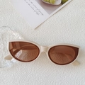 Gafas de sol ovales retro hip-hop con montura beige crema y lentes marrones - Blanco Crema Champaña