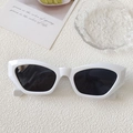 Retro small frame sunglasses with white cat-eye frames and dark grey lenses - Porcelain White
