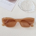 Retro amber geometric sunglasses with tortoiseshell finish and stylish vintage frames - Milk Tea