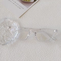 Vintage retro cat-eye sunglasses with transparent frames and square hip-hop design - Clear White