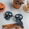 Fashionable rimless skull sunglasses with gold metal bridge for Halloween party - Black Skull