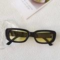Y2K vintage rectangle sunglasses with black frame and light yellow transparent lenses - Black Frame Yellow Lens