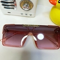 Square pink gradient kids sunglasses with transparent frames and gold accents - Transparent Pink
