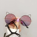 Kids cat ear sunglasses with pink purple gradient lenses and gold black frames - Purple Grey (Pink Purple Gradient)