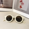 Vintage runde Sonnenbrille in Cremeweiß mit dunkelbraunen Gläsern für Damen und Herren - Gebrochenes Weiß
