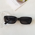 Retro black rectangular sunglasses with thick frames and dark grey lenses for women - Black and Gray