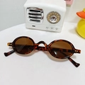 Kids round tortoise shell sunglasses with retro brown lenses and metal rivet accents - Leopard / Brown