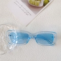 Retro rectangle sunglasses with light blue transparent resin frames and matching lenses - Transparent Blue