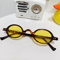 Kids round tortoise shell sunglasses with yellow lenses and metallic rivet accents - Tortoiseshell Leopard Frame Yellow Lens