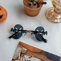 Ghost-shaped Halloween sunglasses with black matte lenses and gold metal bridge - Ghost Black