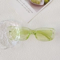 Retro small rectangle sunglasses featuring a trendy transparent green resin frame - Transparent Green