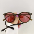 Occhiali da sole rotondi per bambini con montatura oliva e lenti rosse trasparenti - Montatura Verde Scuro Lenti Rosse