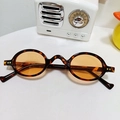 Retro round tortoise shell sunglasses for kids with orange lenses and metal rivets - Leopard Orange
