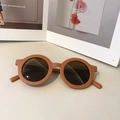 Retro round frame sunglasses for adults and kids in stylish matte earthy orange finish - Orange